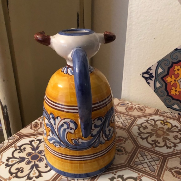 Vintage Spanish Pottery Bull Creamer Pitcher Spanish Signed Espana - Picture 4 of 9